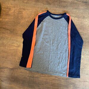The Children's Place Boys Size Small (5/6) Striped Arm Henley Top Grey